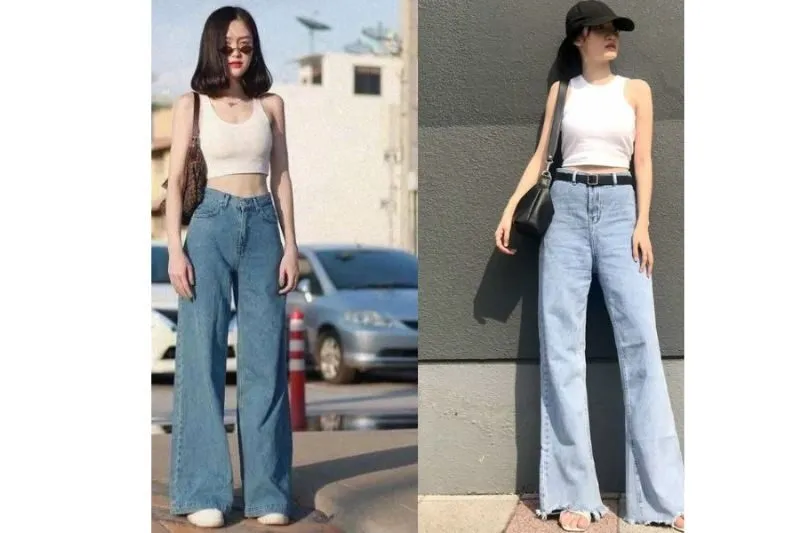 Phối đồ với quần jean ống suông và áo tank top
